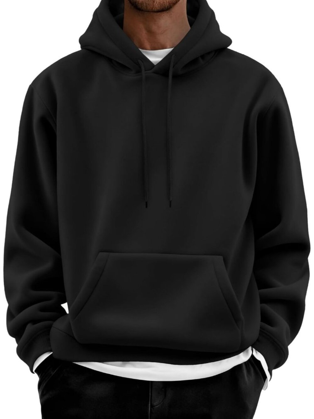 Coofandy Men's Black Cotton Fleece Casual Long Sleeve Pullover Hoodies